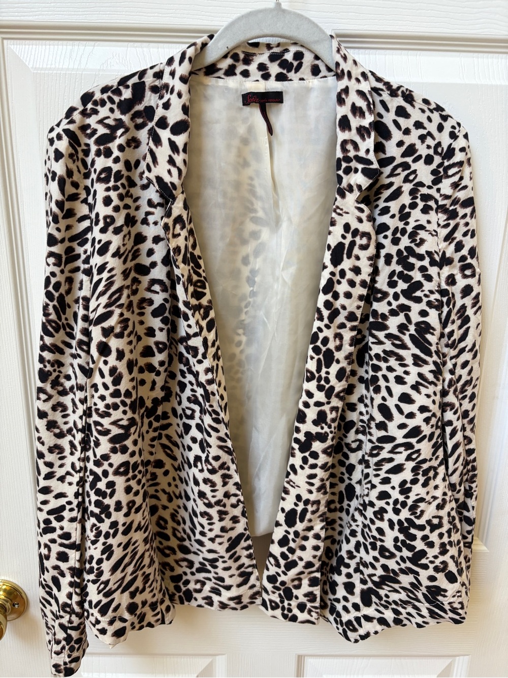 sofia by sofia vergara Leopard Print Open-Front Blazer - Black & Cream